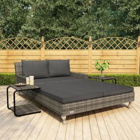 Sun Lounger Grey Rattan and Dark Grey Cushion Sun Lounger Grey Rattan and Dark Grey Cushion