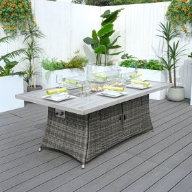 Direct Wicker PE Rattan and Aluminium Patio Dining Fire Pit Table (Table Only) (Shape: Gray) Direct Wicker PE Rattan and Aluminium Patio Dining Fire Pit Table (Table Only) (Shape: Gray)